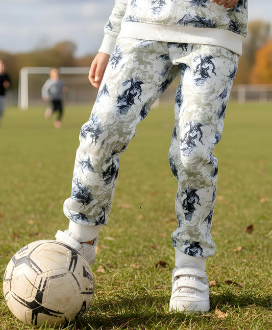 BLACK BLUE LIGHTNING FLEECE BOYS JOGGER - BLUE