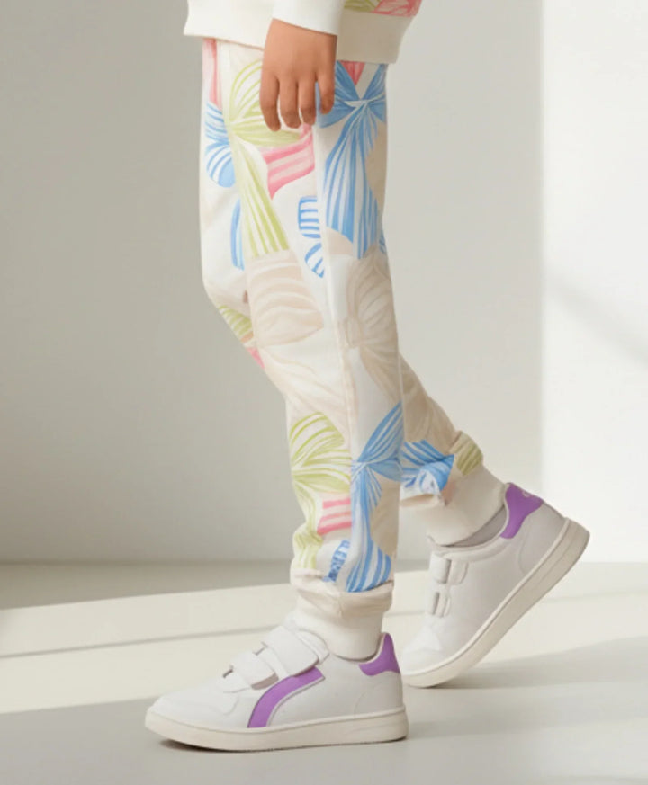 PAINTED BOW FLEECE GIRLS JOGGER - OFF WHITE - Anthrilo 