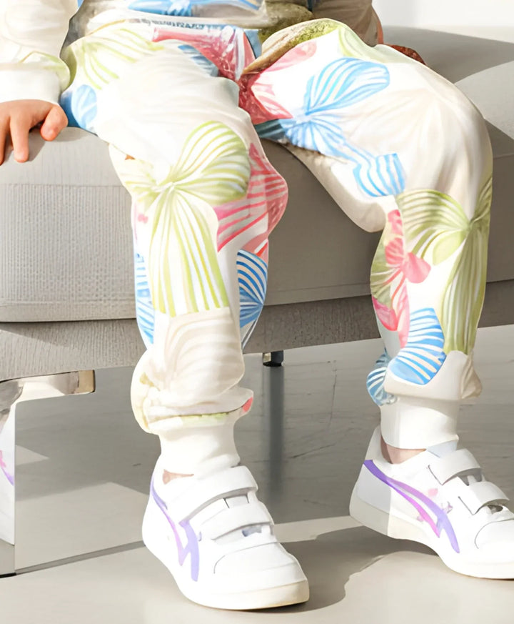 PAINTED BOW FLEECE GIRLS JOGGER - OFF WHITE - Anthrilo 