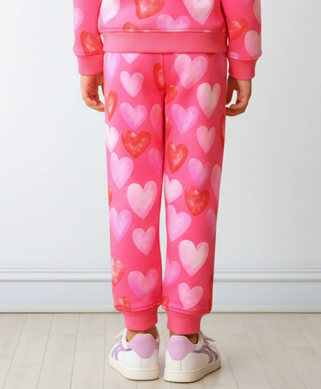 PINK HEARTS FLEECE GIRLS JOGGER -  PINK - Anthrilo 
