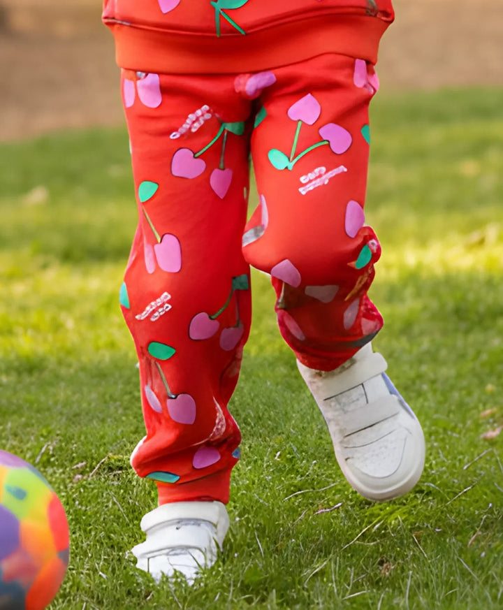 CHERRY RED FLEECE GIRLS JOGGER - RED - Anthrilo 