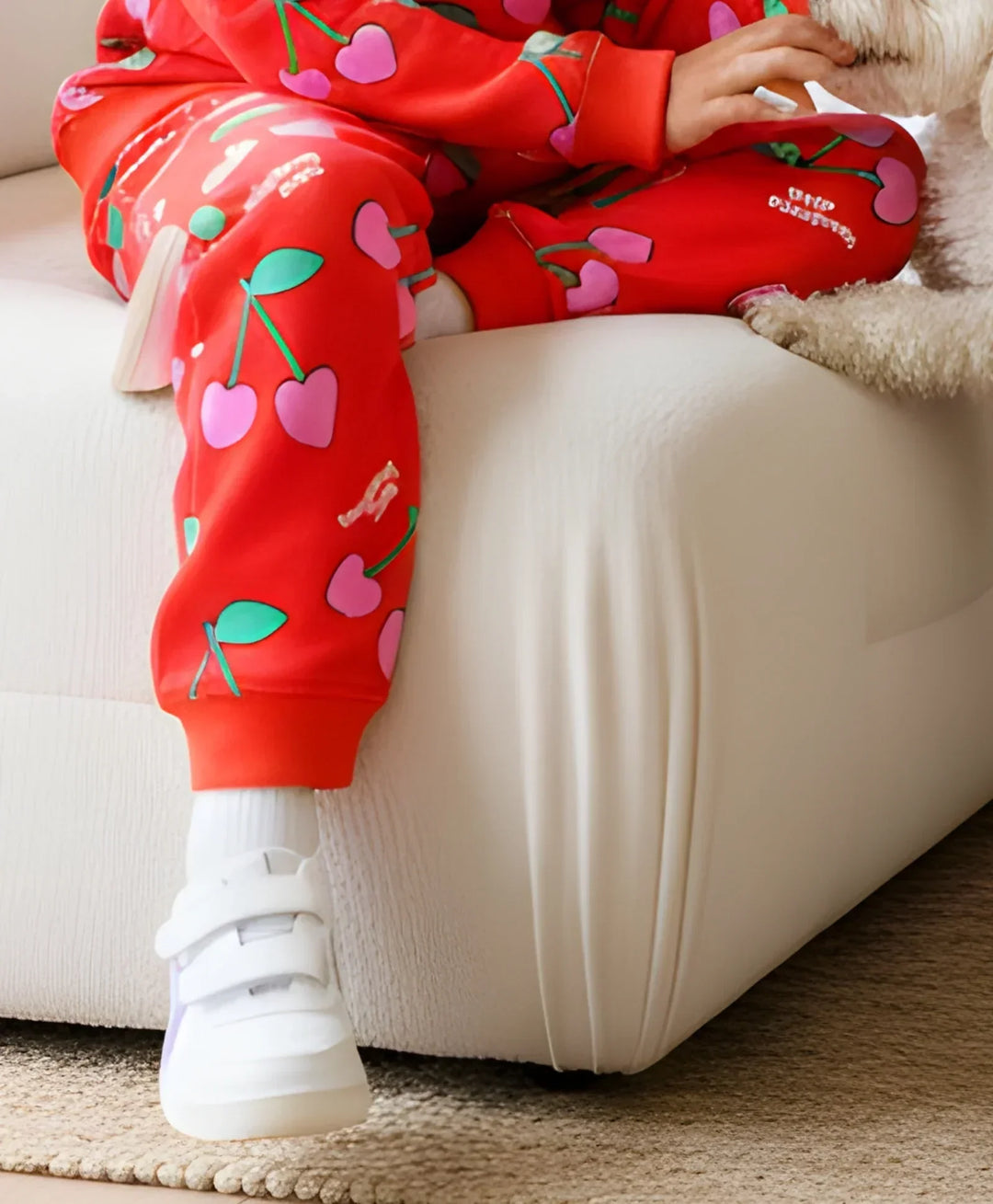 CHERRY RED FLEECE GIRLS JOGGER - RED - Anthrilo 