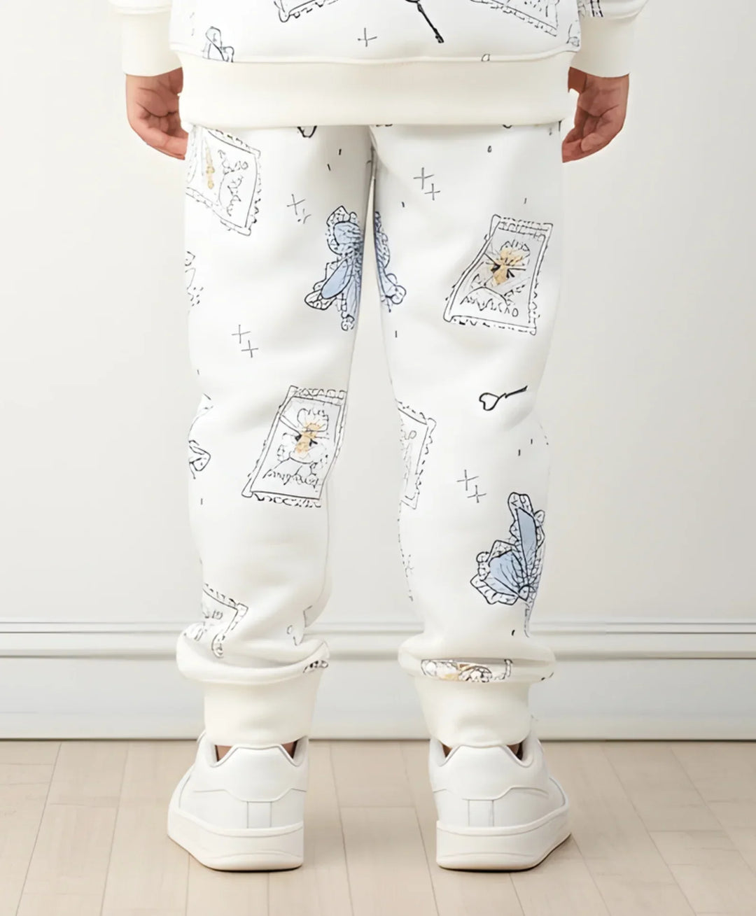 BOW KEY CAT GIRLS FLEECE JOGGER - WHITE - Anthrilo 