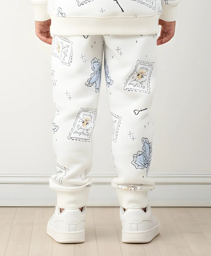 BOW KEY CAT GIRLS FLEECE JOGGER - WHITE - Anthrilo 