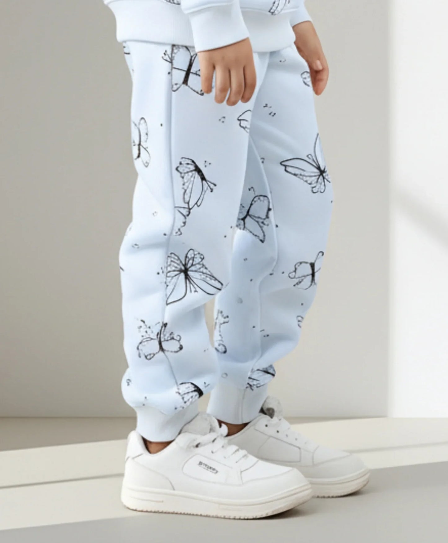 BLUE BUTTERFLY FLEECE GIRLS JOGGER - BLUE