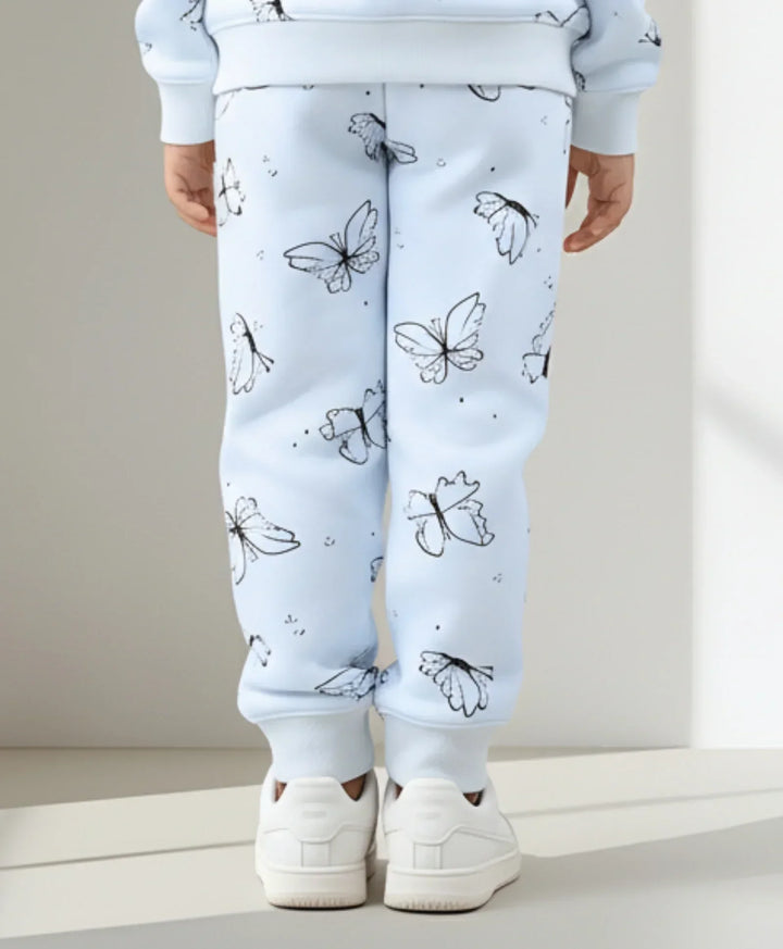 BLUE BUTTERFLY FLEECE GIRLS JOGGER - BLUE - Anthrilo 