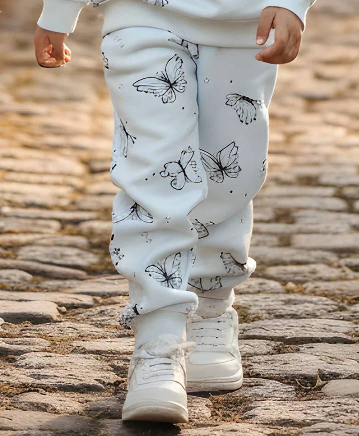 BLUE BUTTERFLY FLEECE GIRLS JOGGER - BLUE - Anthrilo 