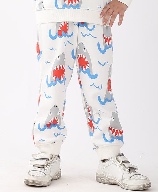 SLEEPY SHARK BOYS FLEECE JOGGER - OFF WHITE