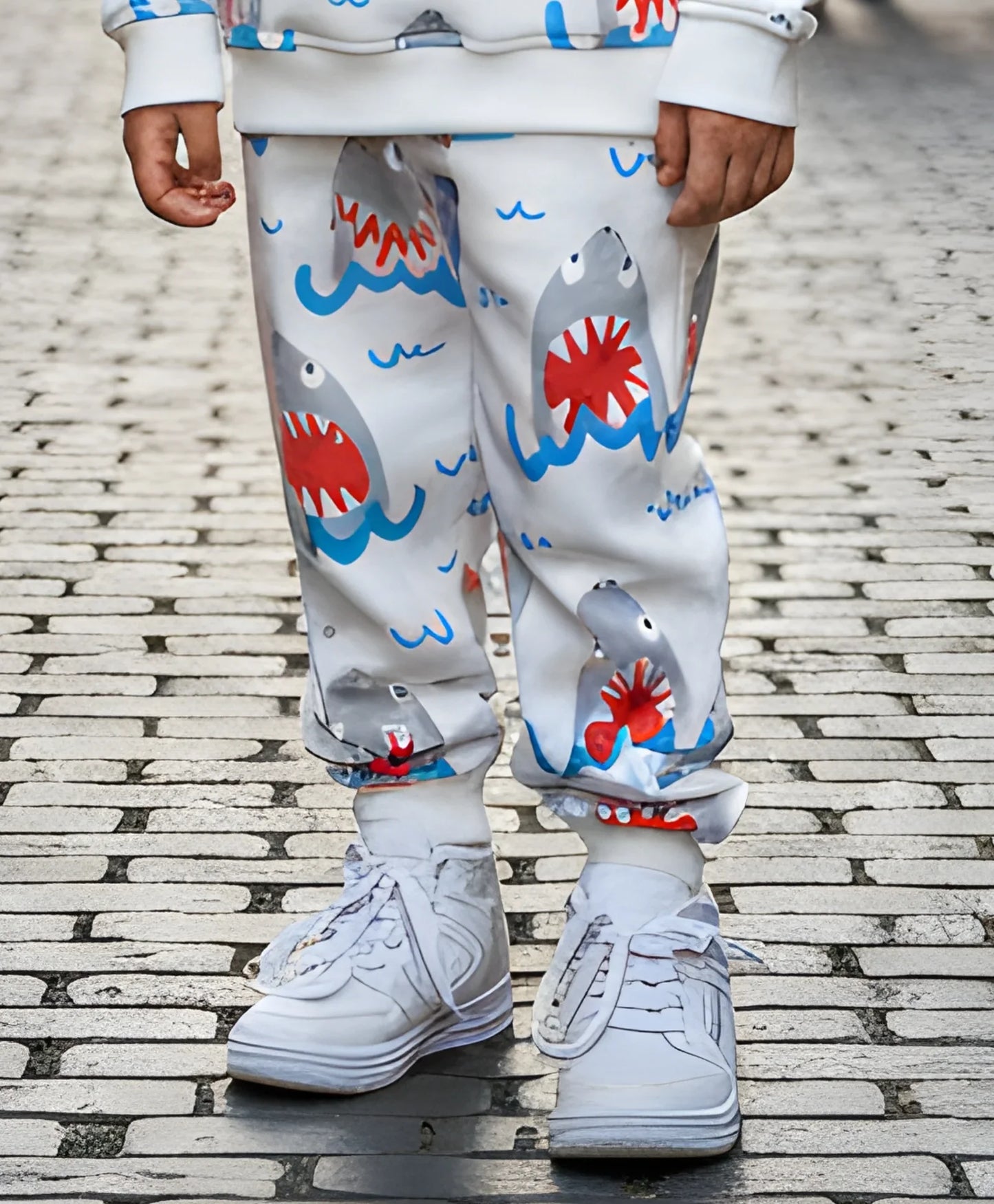 SLEEPY SHARK BOYS FLEECE JOGGER - OFF WHITE