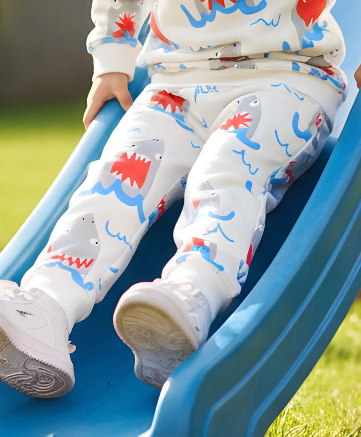 SLEEPY SHARK BOYS FLEECE JOGGER - OFF WHITE
