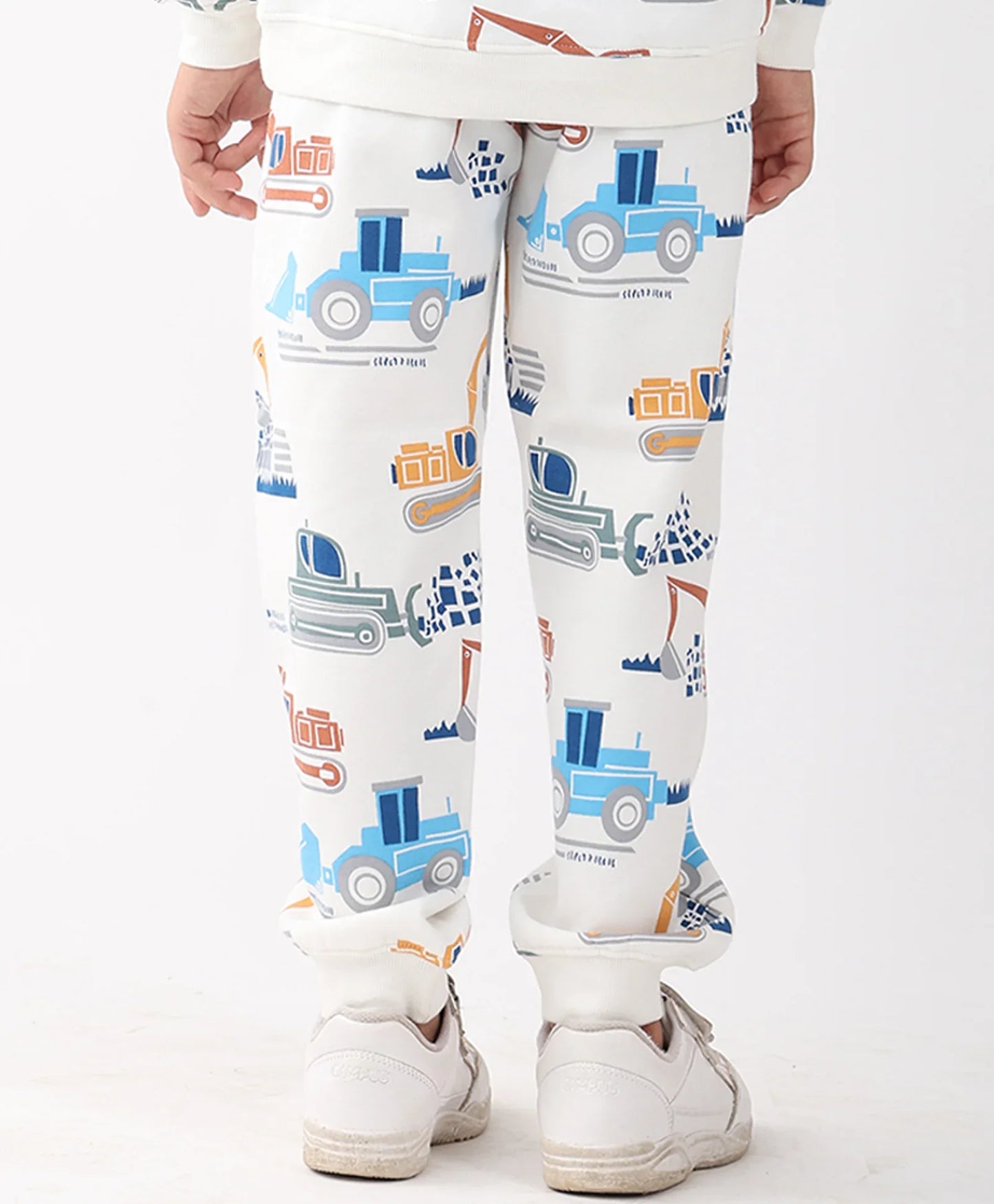 DIGGER PRINT FLEECE BOYS JOGGER - OFF WHITE