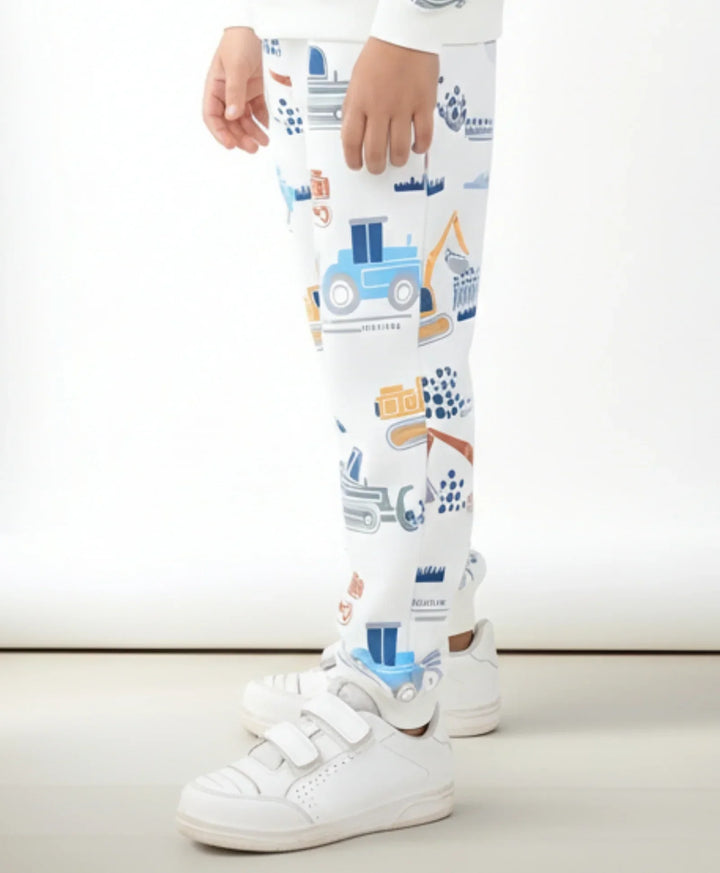 DIGGER PRINT FLEECE BOYS JOGGER - OFF WHITE - Anthrilo 