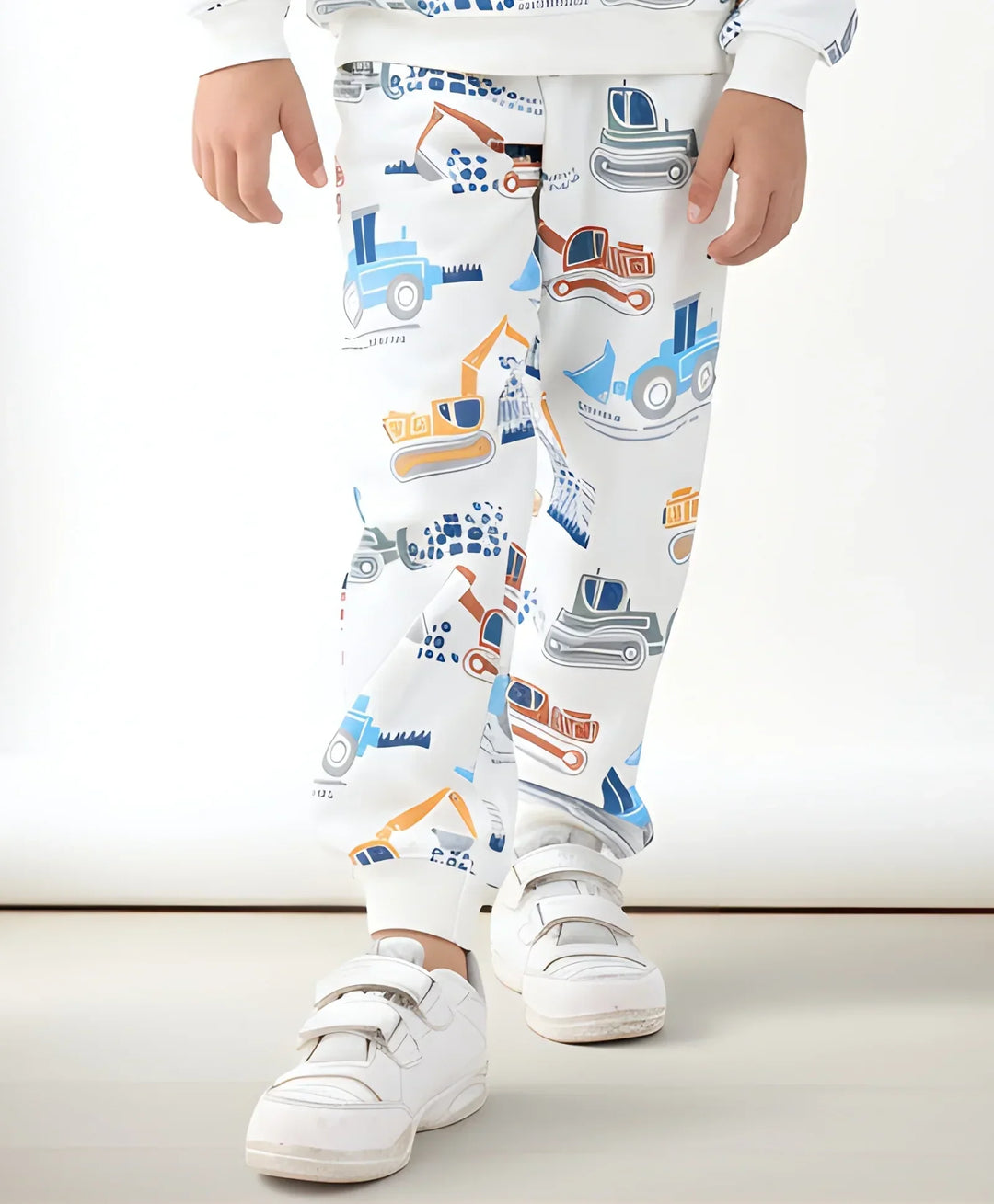 DIGGER PRINT FLEECE BOYS JOGGER - OFF WHITE - Anthrilo 