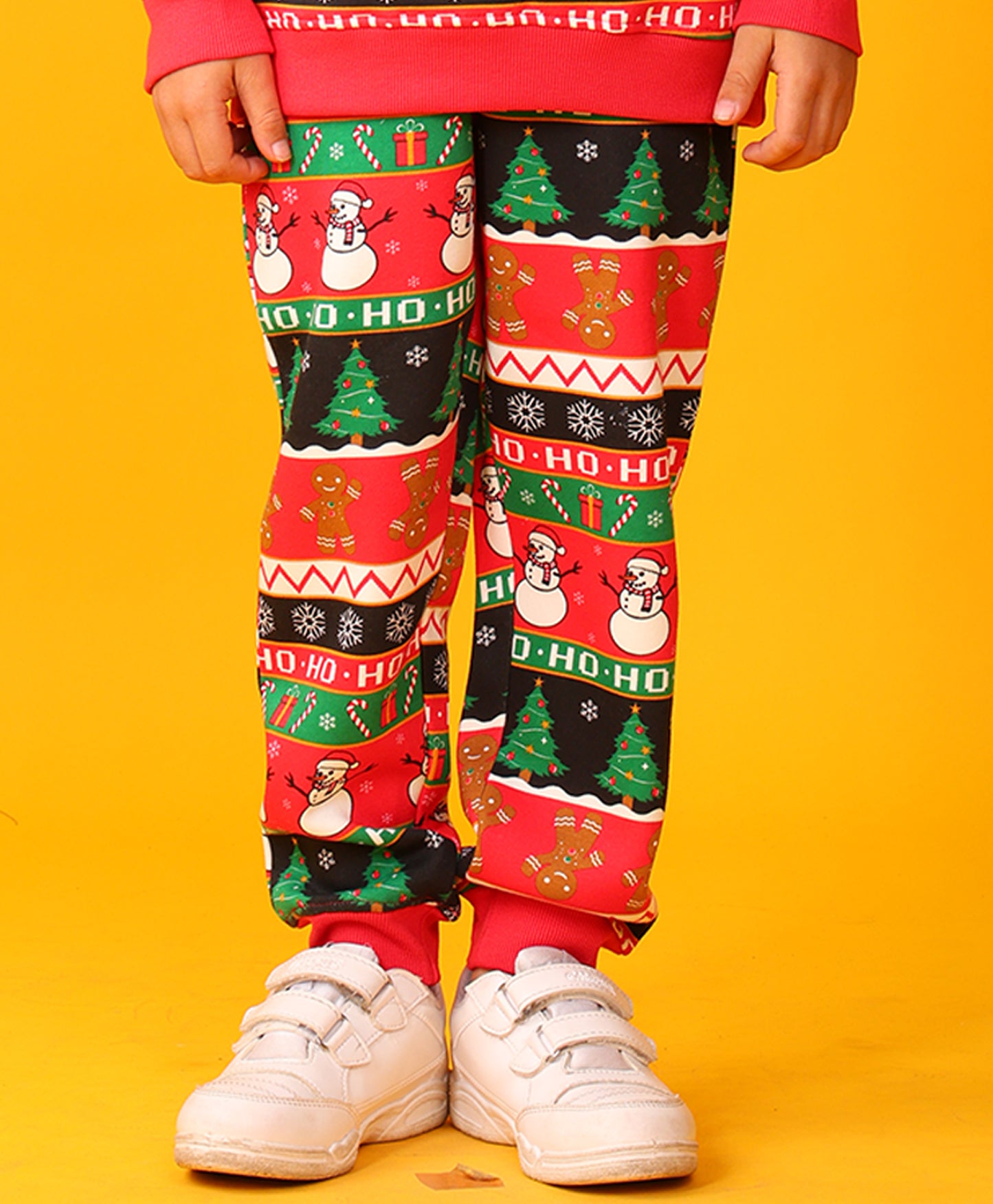CHRISTMAS PRINT BOYS FLEECE JOGGER - RED