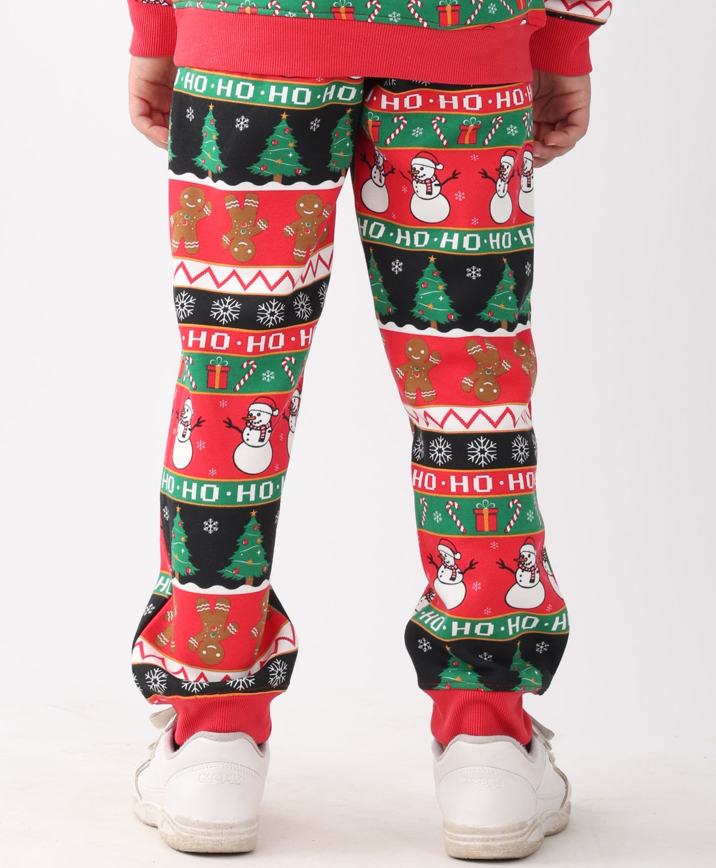 CHRISTMAS PRINT BOYS FLEECE JOGGER - RED