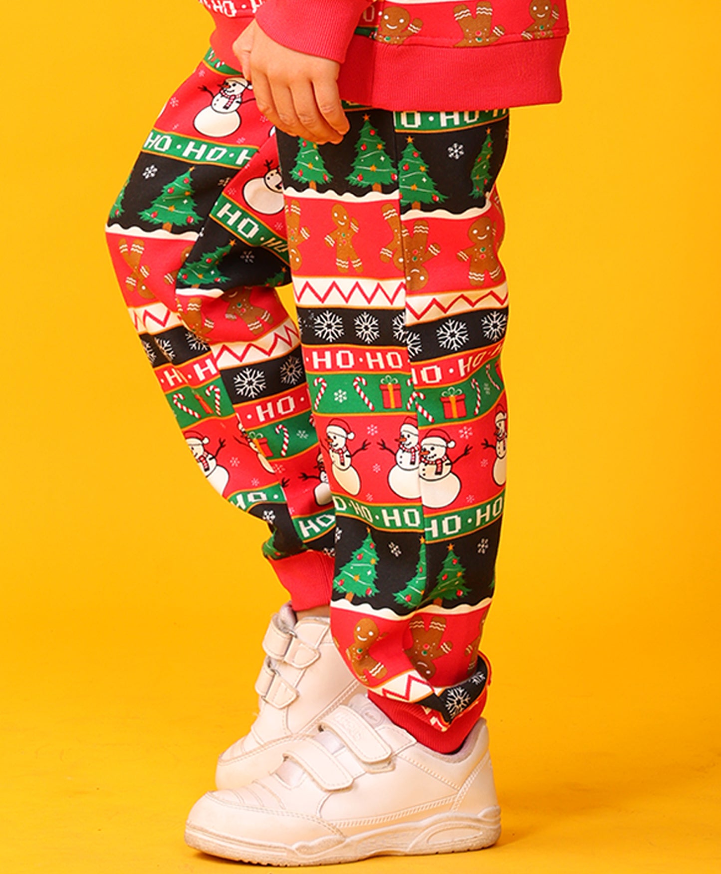 CHRISTMAS PRINT BOYS FLEECE JOGGER - RED