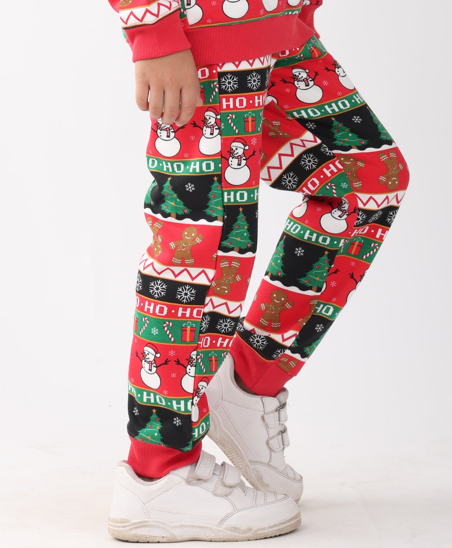 CHRISTMAS PRINT BOYS FLEECE JOGGER - RED