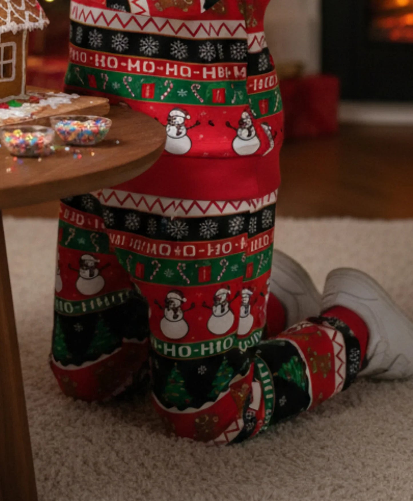 CHRISTMAS PRINT BOYS FLEECE JOGGER - RED