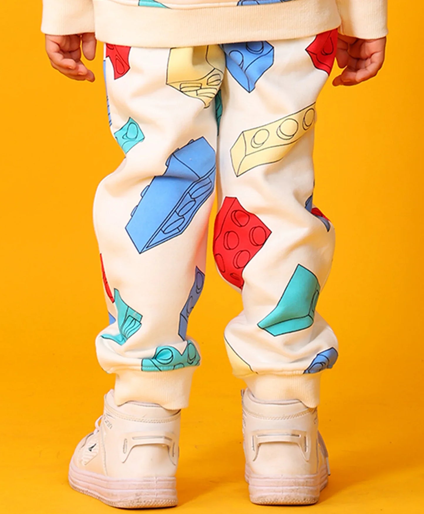 BLOCK BUILDER FLEECE BOYS JOGGER - OFF WHITE