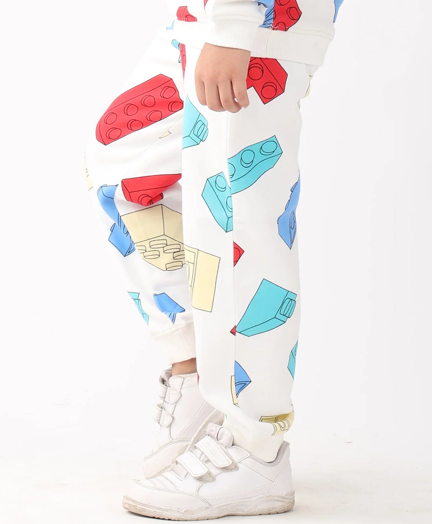 BLOCK BUILDER FLEECE BOYS JOGGER - OFF WHITE