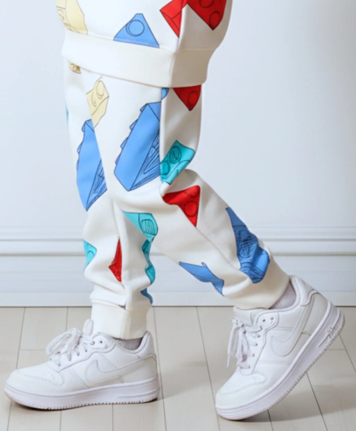 BLOCK BUILDER FLEECE BOYS JOGGER - OFF WHITE