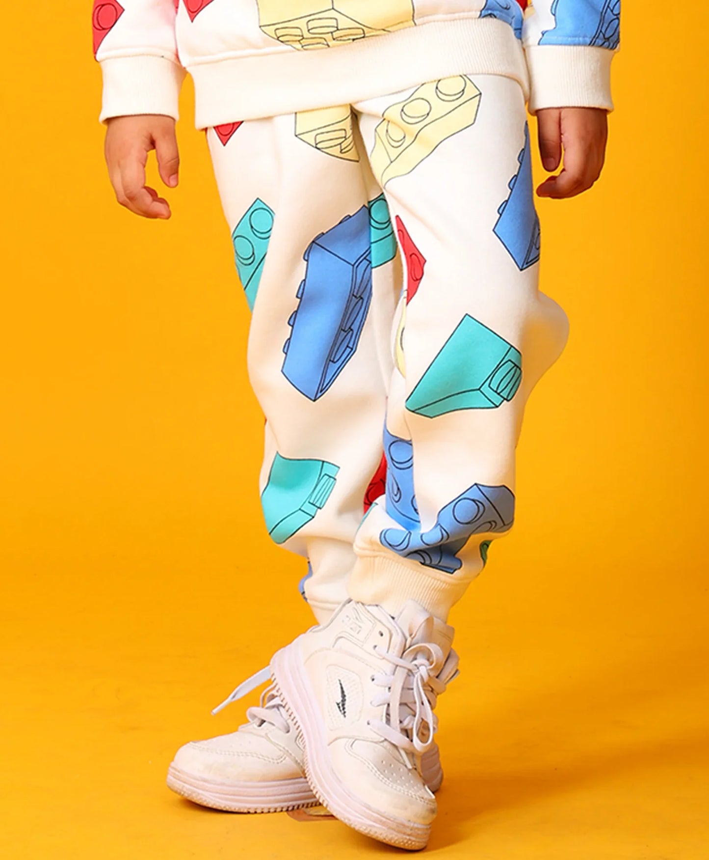 BLOCK BUILDER FLEECE BOYS JOGGER - OFF WHITE