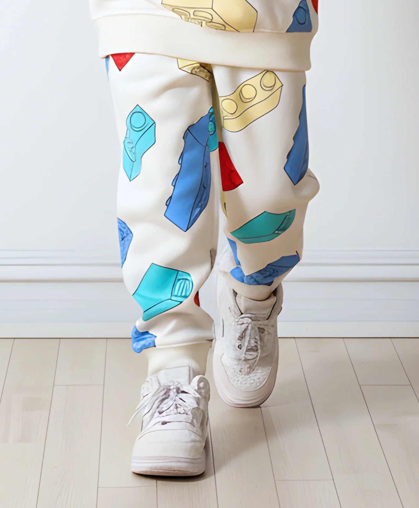 BLOCK BUILDER FLEECE BOYS JOGGER - OFF WHITE