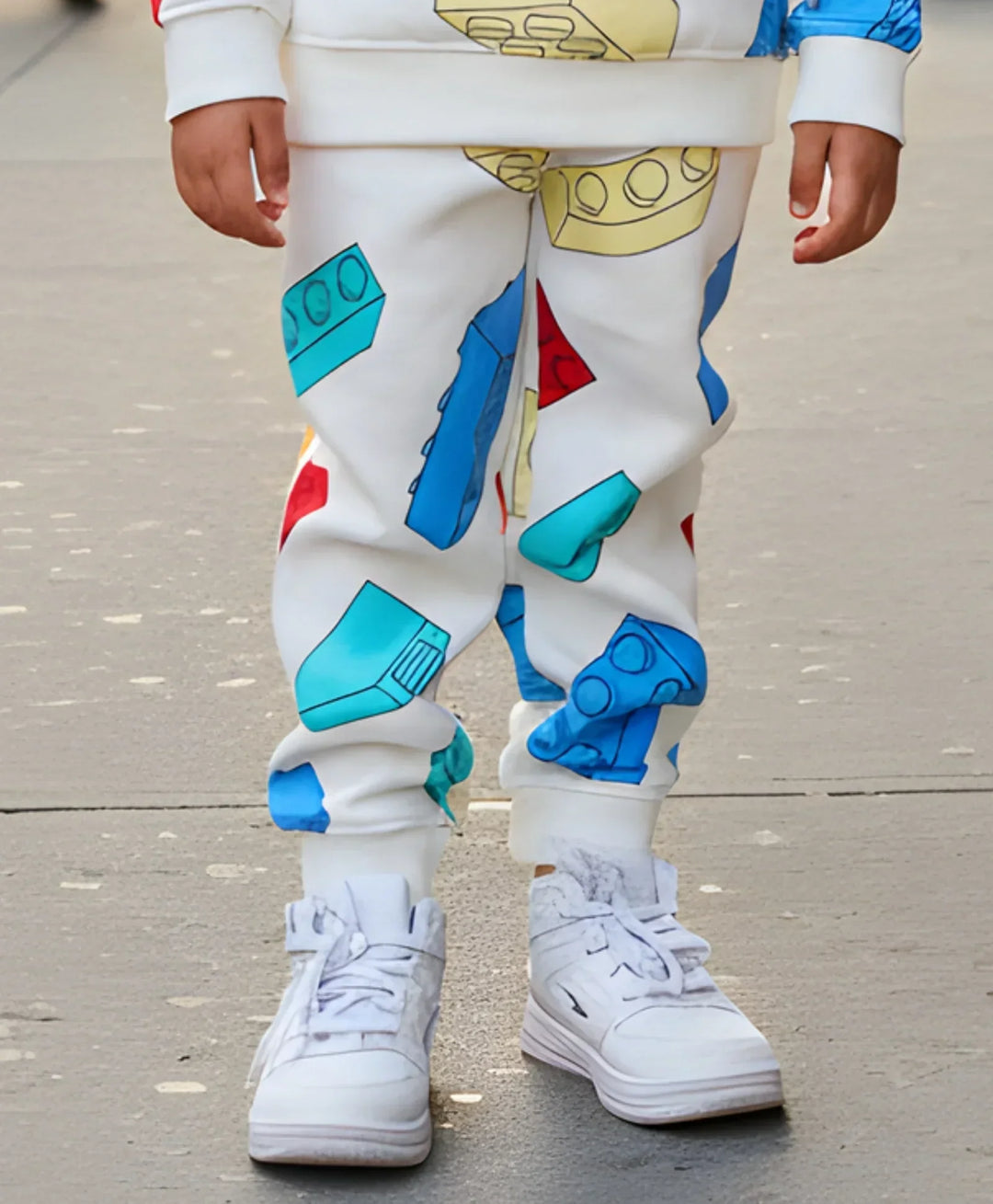 BLOCK BUILDER FLEECE BOYS JOGGER - OFF WHITE - Anthrilo 