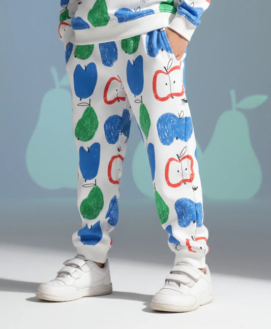 APPLE PEAR BOYS FLEECE JOGGER - WHITE