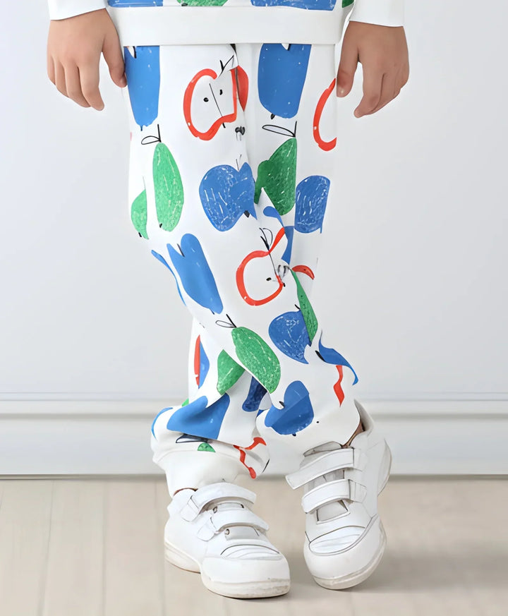 APPLE PEAR BOYS FLEECE JOGGER - WHITE - Anthrilo 
