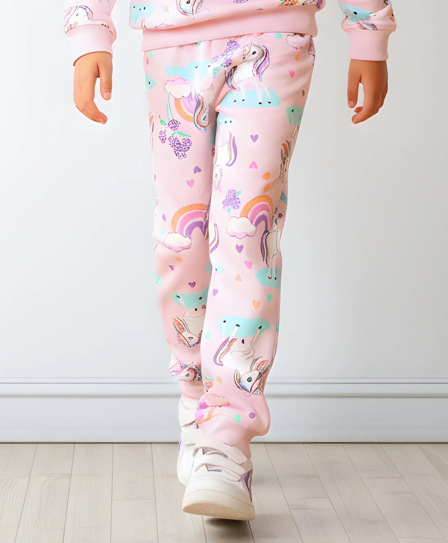 UNICORN HEART GIRLS FLEECE JOGGER  - PINK