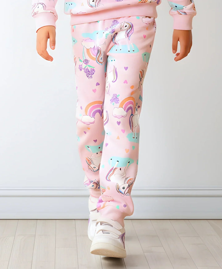 UNICORN HEART GIRLS FLEECE JOGGER  - PINK - Anthrilo 