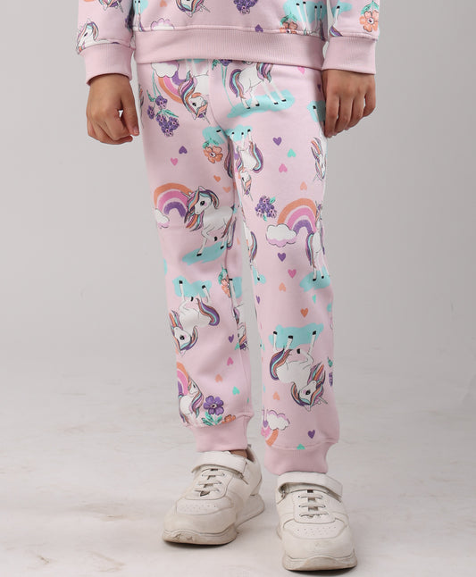 UNICORN HEART GIRLS FLEECE JOGGER  - PINK