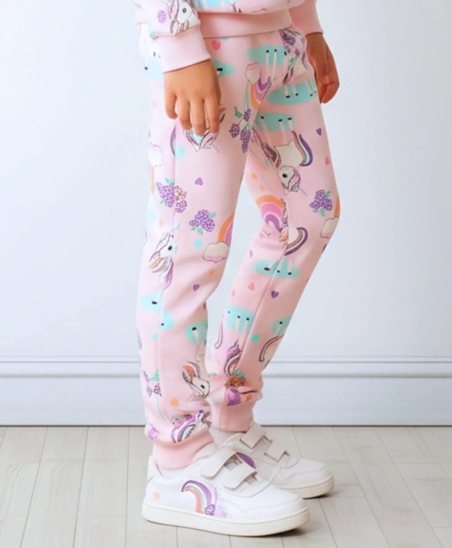 UNICORN HEART GIRLS FLEECE JOGGER  - PINK