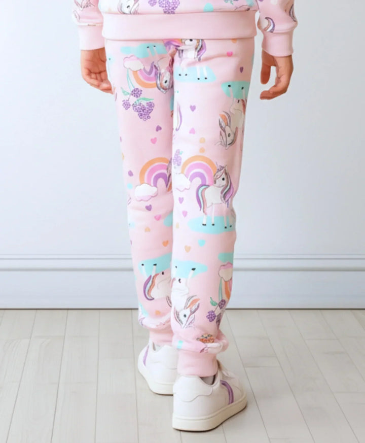 UNICORN HEART GIRLS FLEECE JOGGER  - PINK - Anthrilo 