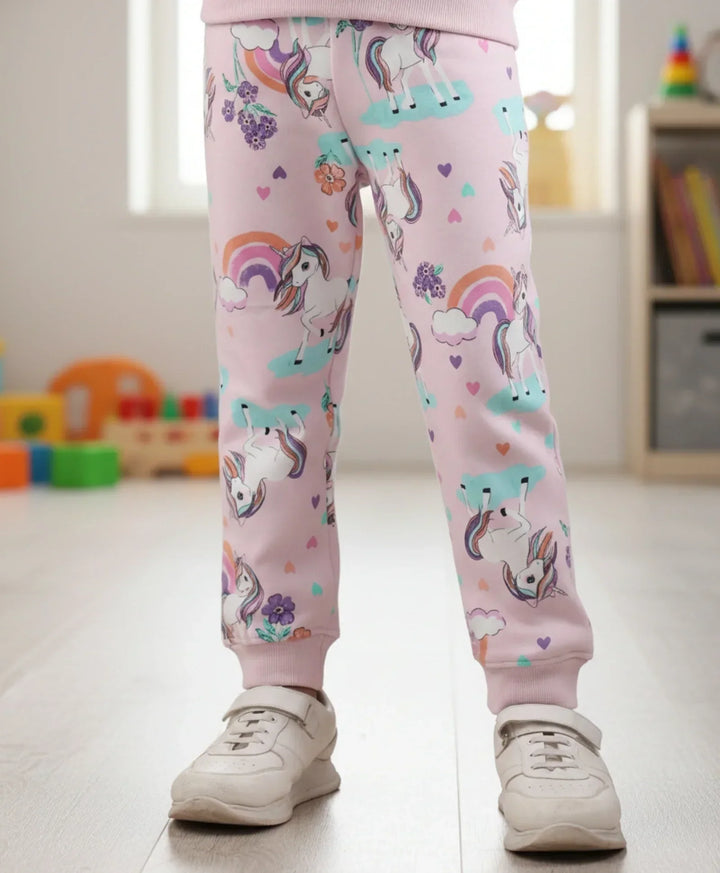 UNICORN HEART GIRLS FLEECE JOGGER  - PINK - Anthrilo 