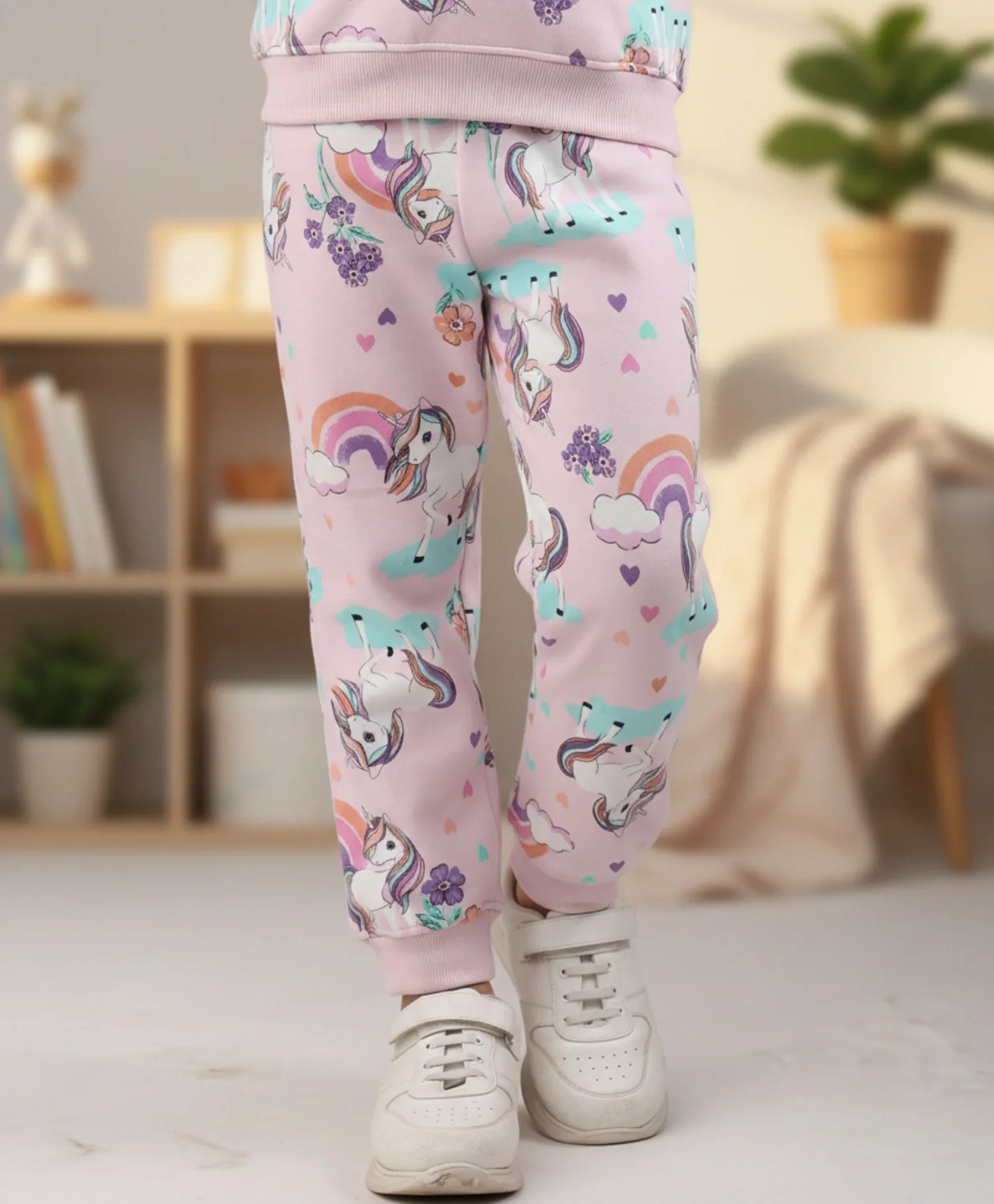 UNICORN HEART GIRLS FLEECE JOGGER  - PINK