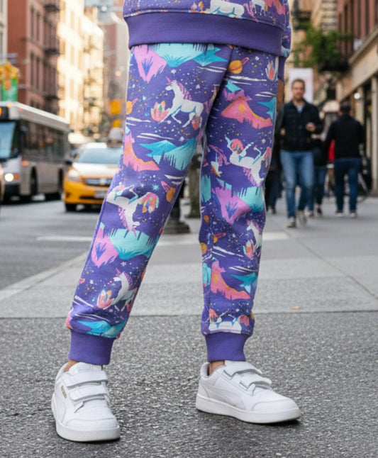 UNICORN PLANET GIRLS FLEECE JOGGER  - PURPLE