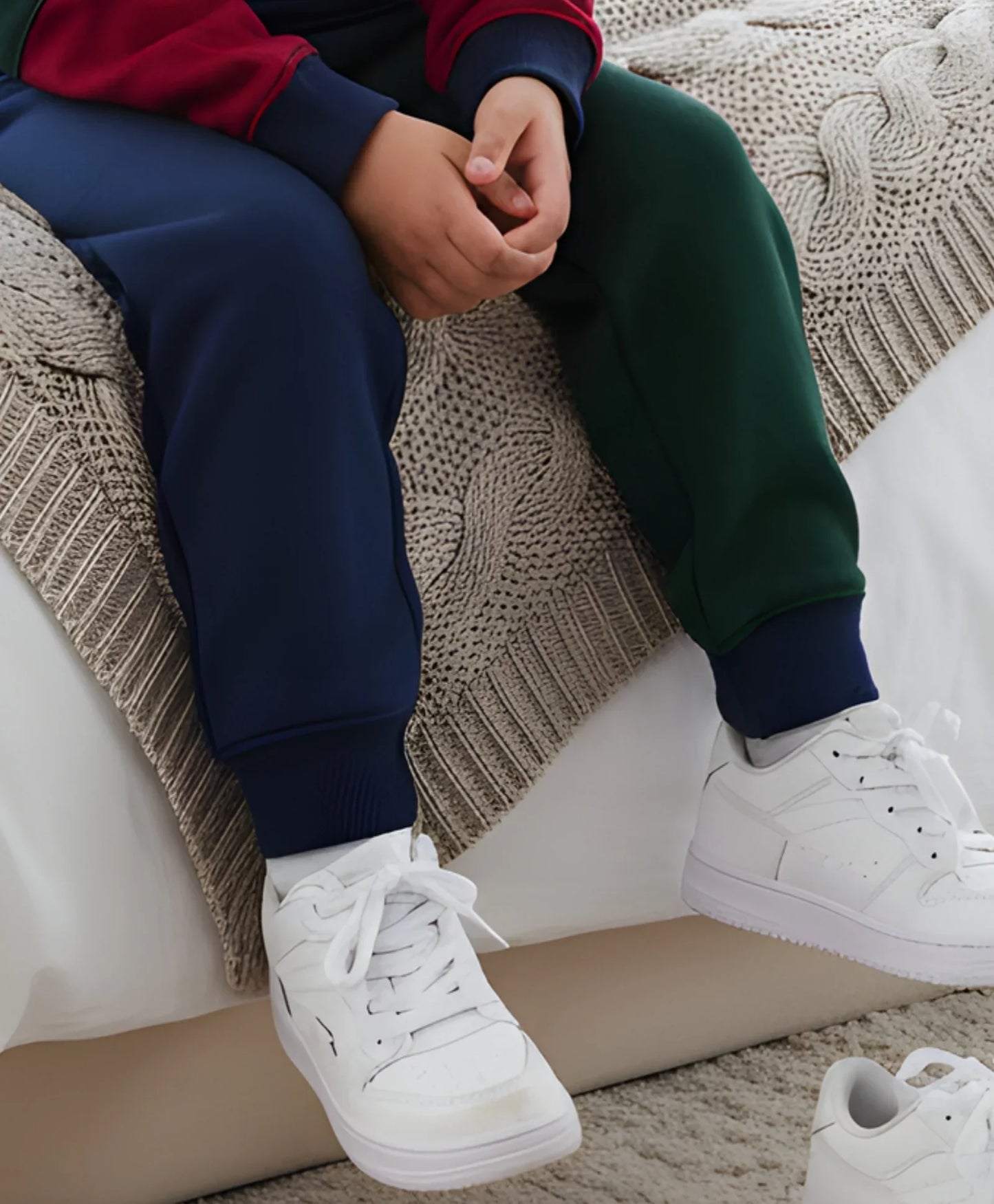 NAVY GREEN MEHROON COLOR BLOCK JOGGER - NAVY