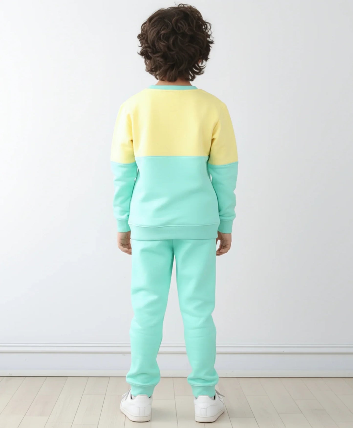 YELLOW SEAGREEN BOYS FLEECE SWEATSHIRT GREEN JOGGER SET - YELLOW GREEN