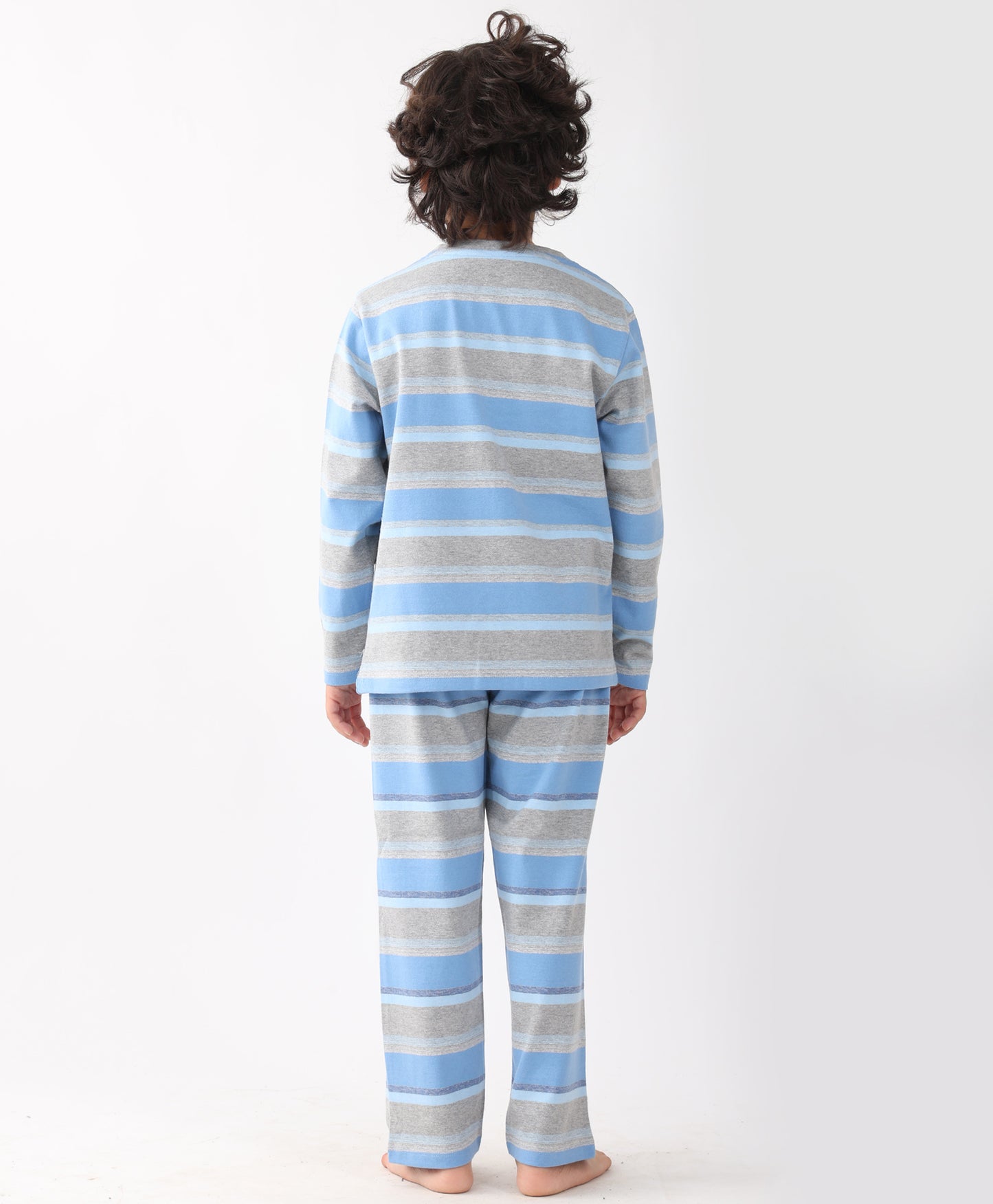 GREY SKYBLUE STRIPED BOYS PYJAMA SET - MULTI