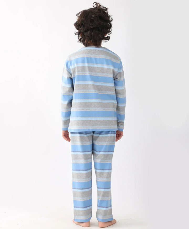 GREY SKYBLUE STRIPED BOYS PYJAMA SET - MULTI - Anthrilo 