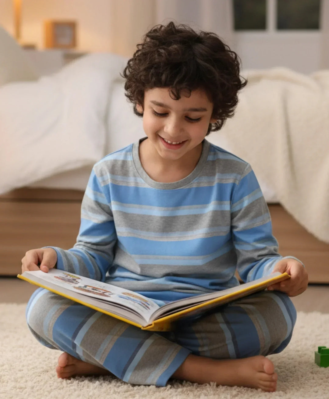 GREY SKYBLUE STRIPED BOYS PYJAMA SET - MULTI - Anthrilo 
