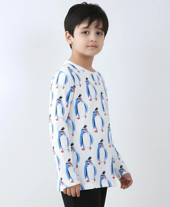 PENGUIN LONG SLEEVE BOYS T-SHIRT -OFF WHITE - Anthrilo 