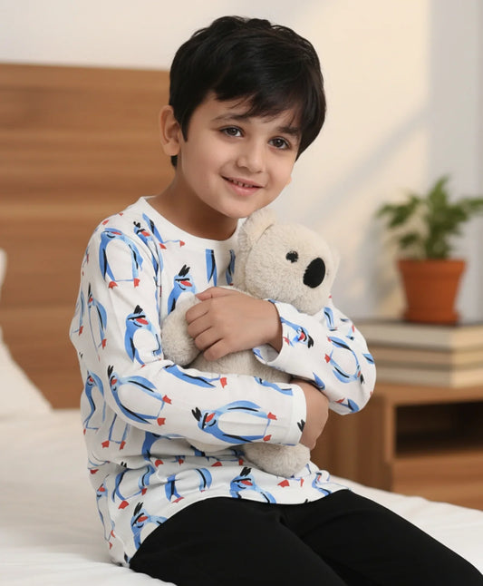 PENGUIN LONG SLEEVE BOYS T-SHIRT -OFF WHITE