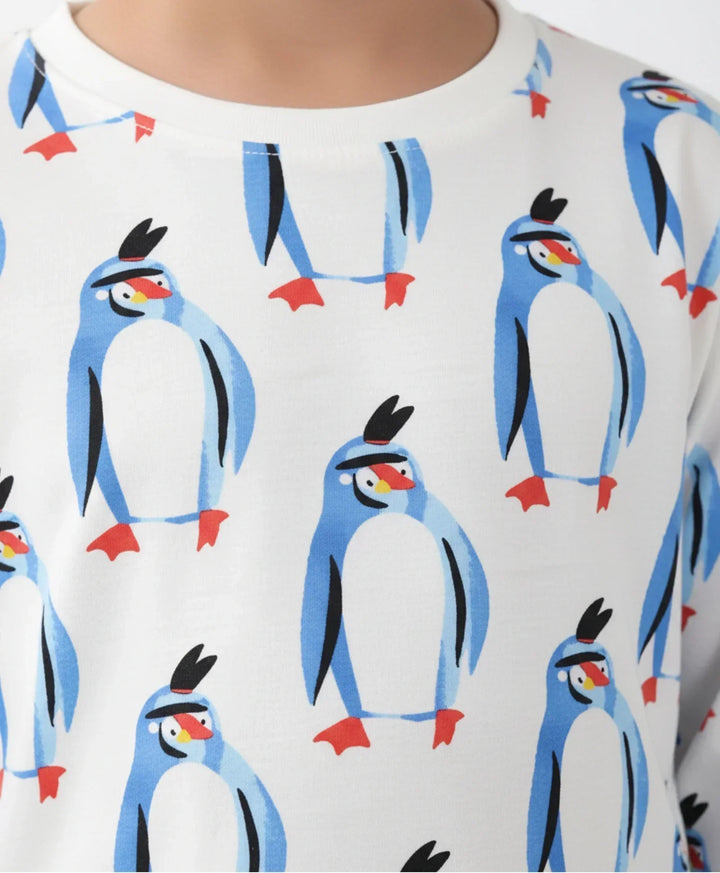 PENGUIN LONG SLEEVE BOYS T-SHIRT -OFF WHITE - Anthrilo 