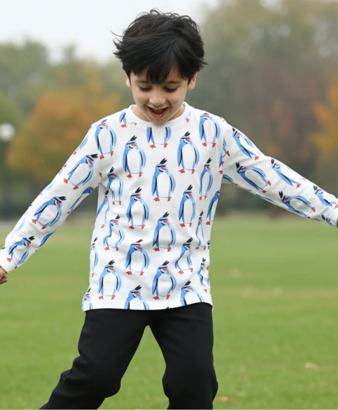 PENGUIN LONG SLEEVE BOYS T-SHIRT -OFF WHITE - Anthrilo 