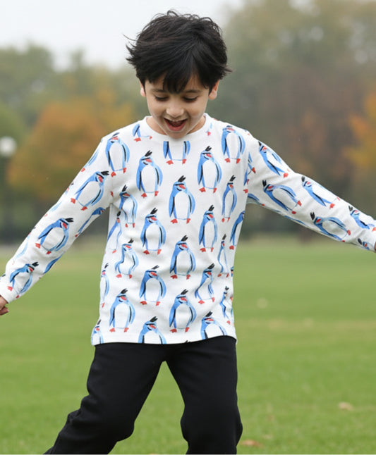 PENGUIN LONG SLEEVE BOYS T-SHIRT -OFF WHITE