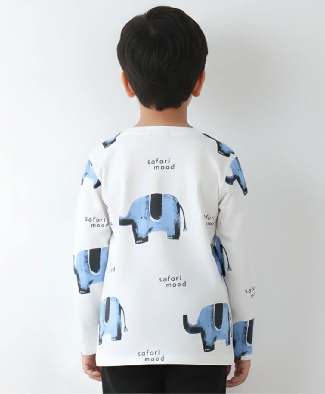 ELEPHANT LONG SLEEVE BOYS T-SHIRT -OFF WHITE - Anthrilo 