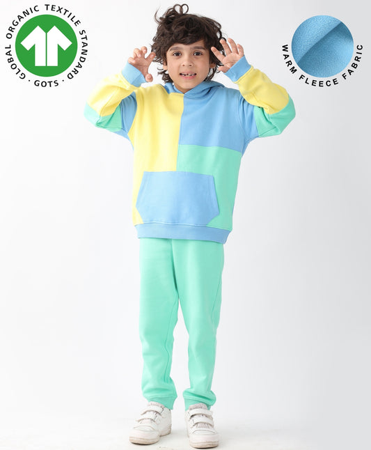 YELLOW SEAGREEN BOYS FLEECE HOODIE GREEN JOGGER SET - YELLOW GREEN